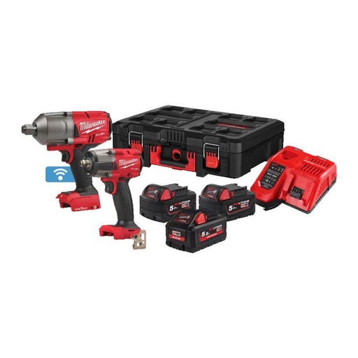 [P-1429 4933499008] POWERPACK MILWAUKEE M18 FPP2AS-553X (M18 ONEFHIWF34 + M18 FMTIW2F12 + 2x M18B5 + 1 M18 HB5.5 + M12-18FC + 2x HD-BOXES)