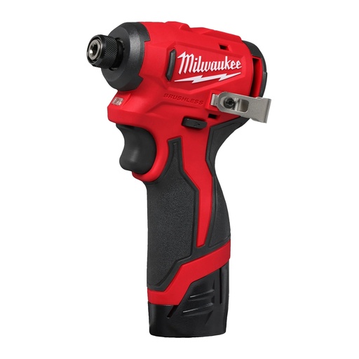 [P-1429 4933499690] ATORNILLADOR DE IMPACTO SUBCOMPACTO M12™ SIN ESCOBILLAS, 1/4" HEX. SE SUMINISTRA CON 2 BATERÍAS M12B2 Y CARGADOR C12C, EN KITBOX M12BLIDRC-202C