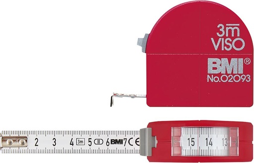 [7646830013] CINTA MÉTRICA DE BOLSILLO CON VISOR 3MX16MM CON COMPÁS BMI