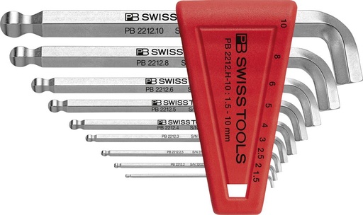 [7659111010] JUEGO LLAVES ALLEN EN SOPORTE PLÁSTICO PTA ESFÉR Y VARILLA ACORTADA PB SWISS TOOLS