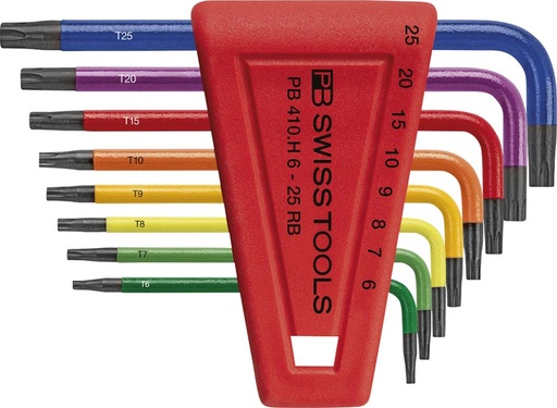 [7659010900] JUEGO LLAVES ALLEN EN SOPORTE PLÁSTICO 8 PIEZAS T6-T25 RAINBOW PB SWISS TOOLS