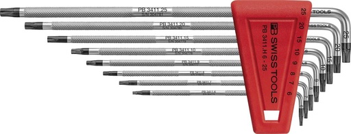 [7659090900] JUEGO LLAVES ALLEN EN SOPORTE PLÁSTICO 9 PIEZAS T6-T25 SAFETY PB SWISS TOOLS