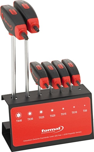 [7659620600] JUEGO DE DESTORNILLADORES TORX MANGO EN T CON ARRASTRE LATERAL 6 PIEZAS T10-T40 FORMAT