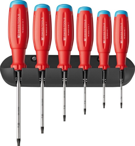 [7665910110] JUEGO DESTORNILLADORES 6 PIEZAS TORX EN SOPORTE MURAL SWISSGRIP EVO PB SWISS