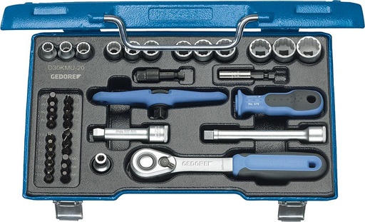 [7660550051] JUEGO LLAVES VASO 3/8" 40 PIE. D30 KMU-20 GEDORE