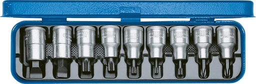 [7661351005] LLAVE DE VASO CON PUNTA DE ATORNILLAR SURTIDO 1/2" 9 PIEZAS INX 19 PM GEDORE