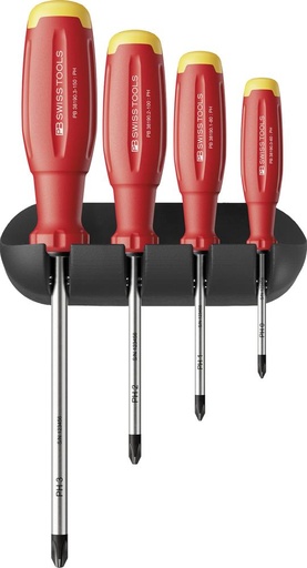 [7665910120] JUEGO DESTORNILLADORES 4 PIEZAS PH EN SOPORTE MURAL SWISSGRIP EVO PB SWISS