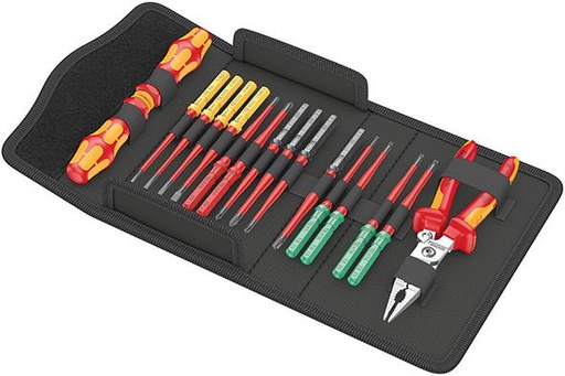 [7663551001] JUEGO DE VARILLAS INTERCAMBIABLES KRAFTFORM KOMPAKT VDE 17 UNIDADES CON ALICATES WERA