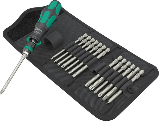 [7664000040] JUEGO DE PUNTAS LLAVE DE CARRACA KRAFTFORM KOMPAKT 15 UNIDADES WERA