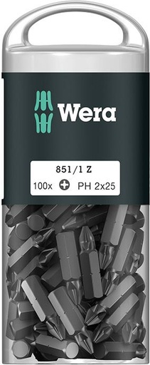 [7664771010] CAJA DE 100 PUNTAS 1/4" PHILIPS PH2 25MM WERA
