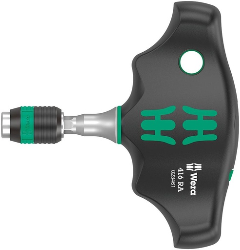 [7663910030] MANGO EN T CON CARRACA 1/4" PORTAPUNTAS WERA
