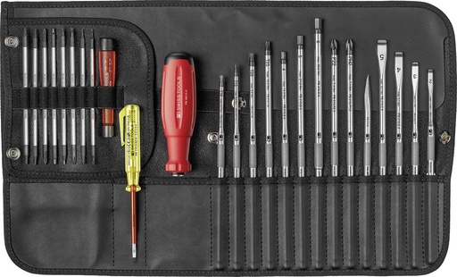 [7666221030] JUEGO DE VARILLAS INTERCAMBIABLES 25 PIEZAS EN BOLSA ENROLLABLE PB SWISS TOOLS