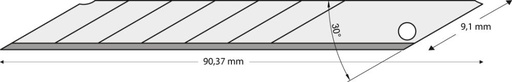[7673150065] HOJA SECCIONABLE 9MM PAQUETE DE 10 UNIDADES 30 GRADOS LUTZ