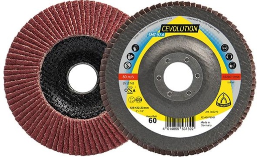 DISCO ABRASIVO DE LÁMINAS SMT 974 ESPECIAL 125X22,23MM CORINDÓN CERÁMICO CONVEXO KLINGSPOR