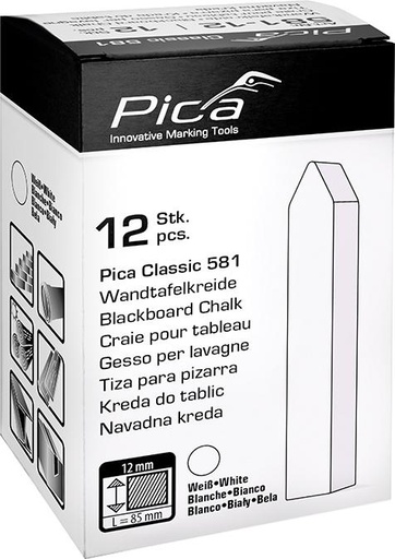 [7697670010] TIZA DE PIZARRA BLANCO (12 UDS) PICA
