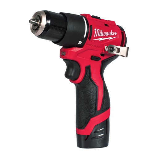 [P-1429 4933500422] TALADRO PERCUTOR SUBCOMPACTO M12™ BRUSHLESS, 2 VELOCIDADES, PAR MÁXIMO 40NM, PORTABROCAS METÁLICO 10MM. SE SUMINISTRA CON 2 BATERÍAS M12B2 Y CARGADOR C12C, EN KITBOX M12BLPDRC-202C