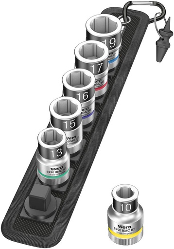 [76611A0600] JGO VASO LLAVE DE VASO   1/2" CONFUNCION SUJECION 6 PZAS WERA