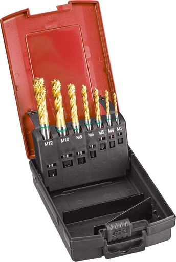 [7616310001] MACHOS ROSCAR A MAQUINA, JUEGO HSSE TIN TIPO UNI6H AGJO CIEGO M3-M12 FORMAT GT