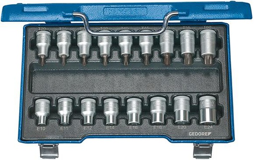 [7661280010] JGO.DE VASOS 1/2" TORX   1/2" 17 PZA.  GEDORE