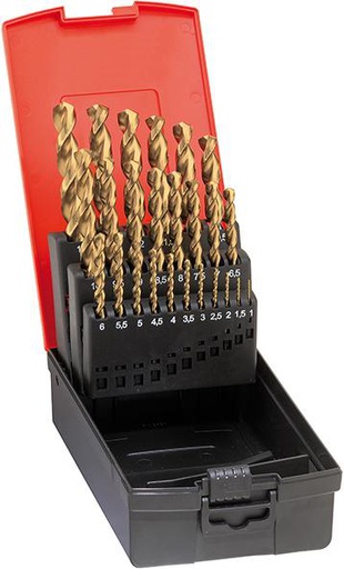 JUEGO BROCAS ESPIRALES DIN338 HSSCo5 RECTIFICADA TIPO FU TIN FORMAT