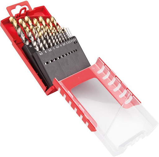 JUEGO BROCAS ESPIRAL A002 EN CAJA 118G TIPO N 4XD PUNTA TIN DORMER