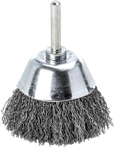 CEPILLO DE COPA DE ACERO ONDULADO CON VÁSTAGO 6MM LESSMANN