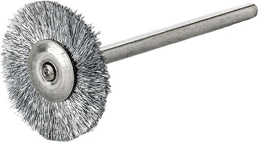 MICROCEPILLO CIRCULAR DE ACERO INOXIDABLE ONDULADO CON VÁSTAGO 3MM LESSMANN