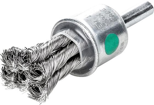 CEPILLO DE BROCHA DE ACERO INOXIDABLE TRENZADO CON VÁSTAGO 6MM LESSMANN