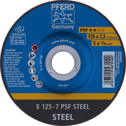 DISCO DE DESBASTE PARA ACERO PSF STEEL PFERD