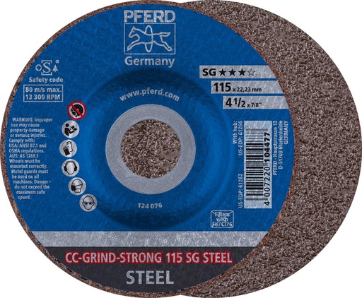 [7680200125] DISCO DE DESBASTE PARA ACERO CC-GRIND-STRONG SG STEEL PFERD