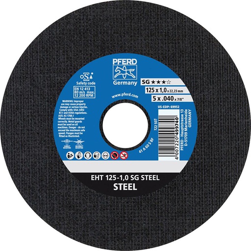 DISCO DE CORTE PARA ACERO SG STEEL PFERD