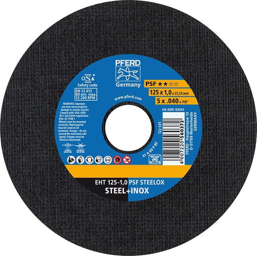 DISCO DE CORTE PARA ACERO INOXIDABLE PSF STEELOX PFERD