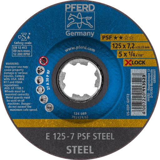 DISCO DE DESBASTE PARA ACERO X-LOCK PSF STEEL PFERD